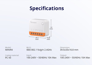 Interruptor Inteligente <span class=keywords><strong>SONOFF</strong></span> MINIR4 <span class=keywords><strong>WiFi</strong></span> 10A, Control de 2 Vías, Mini Relé Inteligente para el Hogar, Compatible con R5 S-MATE, Control por Voz con Alexa, Alice y Google Home - Product Image 3