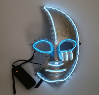 Masque Lumineux LED Demi-Lune à Fil Électroluminescent pour Halloween, Cosplay, Soirée Masquée, Accessoire de Costume, Vente en Gros OEM