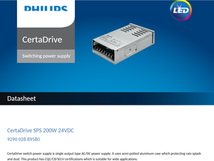 Alimentation LED CertaDrive SPS 200W/350W 24VDC, transformateur, boîtier plastique étanche pour extérieur, éclairage LED, garantie 3 ans - Product Image 6