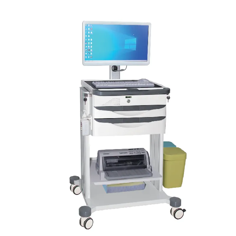 Medisch Werkstation In Hoogte Verstelbare Laptop Trolley Mobiele Ziekenhuis Computerwagen Draadloze Verpleegwagen