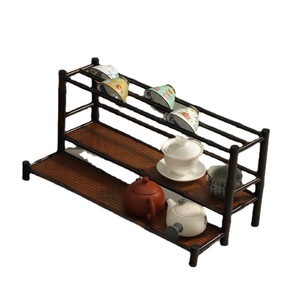 Support de rangement pour thé en bambou violet fait à la main avec porte-tasses pour accessoires de service à thé Kung Fu - Product Image 5