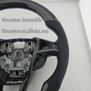 Volant de voiture en fibre de carbone et cuir lisse avec bande blanche, populaire pour Ford Mondeo - Product Image 3