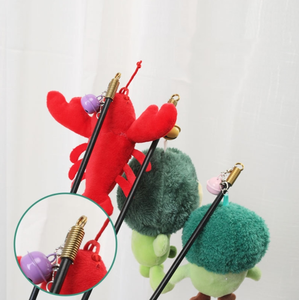 Divertido peluche vegetal fruta cabeza de repuesto gato Teaser juguete mango de madera mango de espuma gato Teaser Stick - Product Image 6