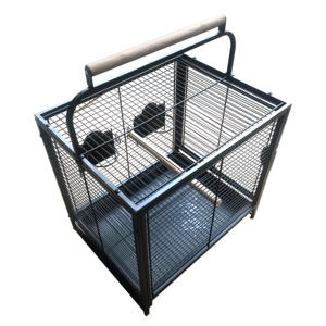Toptan katı desen ferforje Metal evcil hayvan taşıyıcı küçük hayvanlar seyahat kafes kuşlar papağan tavşan seyahat ev kolu ile - Product Image 5