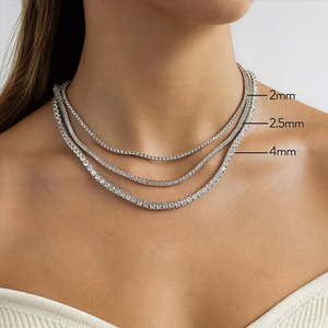 Tinh Tế Vòng Zircon 1.75Mm Quần Vợt Vòng Cổ 925 Sterling Bạc Cubic Zirconia Vòng Cổ Cho Phụ Nữ - Product Image 2