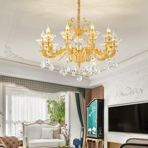 Lámpara de techo redonda de cristal de estilo europeo moderno, E27 LED, con múltiples cabezales, para sala de estar, pasillo, decoración del hogar - Product Image 3