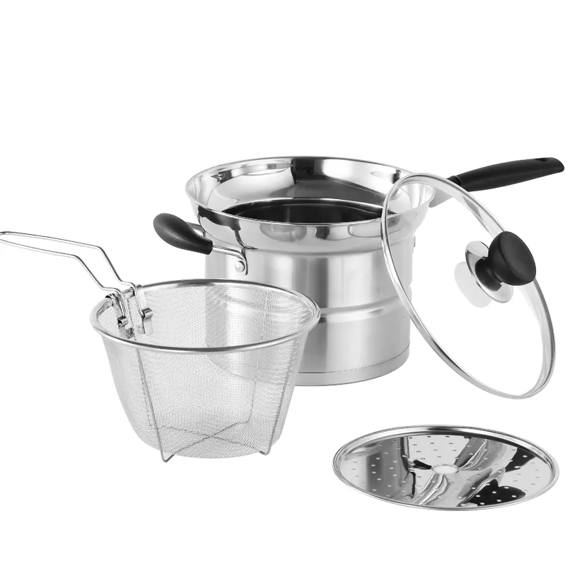 Juego de utensilios de cocina de acero inoxidable, sartén para freír pollo, olla con filtro, OEM/ODM 201 304, superventas