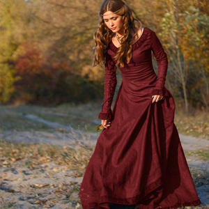 <span class=keywords><strong>Robe</strong></span> maxi rétro médiévale de princesse multicolore - Manches longues - Taille cintrée - Halloween - Cosplay - Fête - Style pastoral européen - Jeu de rôle - Product Image 3