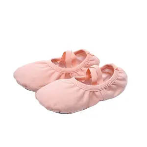 BS00018 Professional High Quality Low MOQ Kids Girls Canvas Split Sole Flats Dance Ballet Shoe