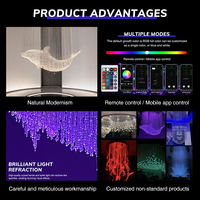 Lustre suspendu personnalisé en forme de dauphin marin, en fibre optique PMMA, pour hall d'hôtel haut de gamme, éclairage LED