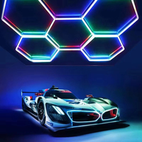 Système d'éclairage LED RGB pour garage à 5 grilles, plafonnier hexagonal RGB pour studio, atelier, bureau, salle de jeux, fête