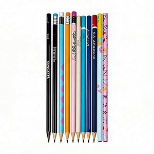 Crayon en bois noir HB rond avec gomme, personnalisable avec logo, idéal pour promotion et cadeaux en gros - Product Image 1