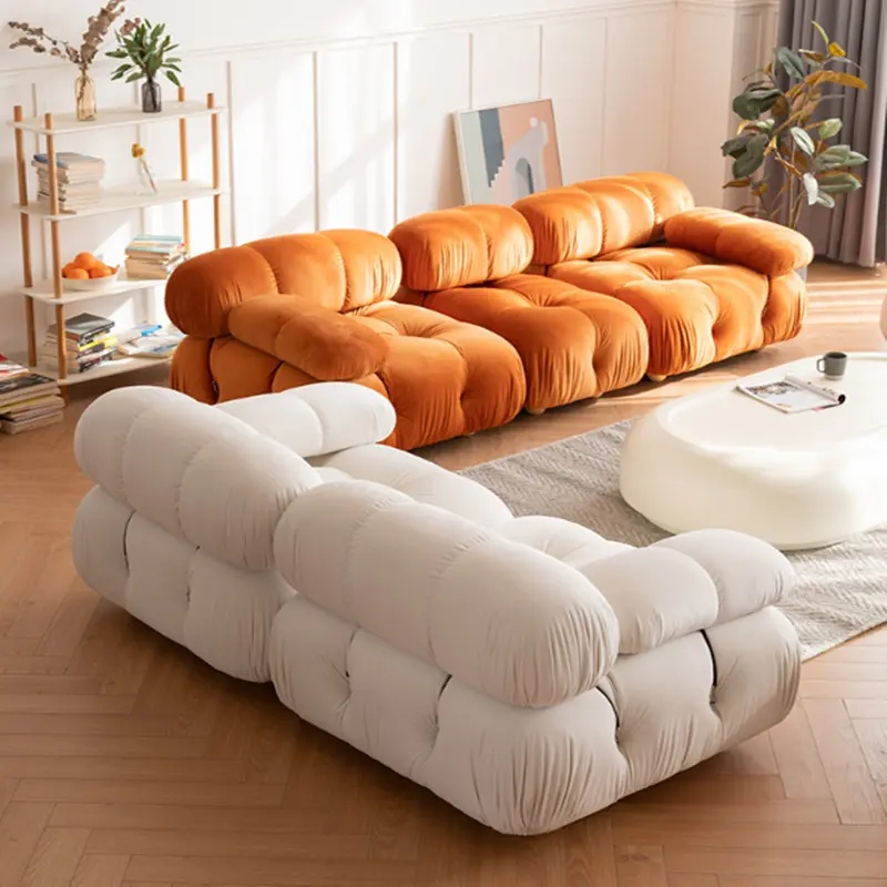 Nordic modern modular Teddy fabric velvet sofa combination corner lounge couch small family boucle fabric sectional sofa