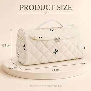 Custom Printed Large Capacity Quilted Polyester <b>Makeup</b> Bag Wide Open Zipper Travel Toiletry Organizer Hair Dryer Storage <b>Case</b> - Product Image 3