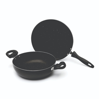 Juego de Utensilios de Cocina Premium Antiadherentes con Sartén Kadai, Olla Profunda y Tawa, con Asas Ergonómicas, para Cocina Doméstica, Restaurante y Uso Diario