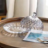 Ensemble de cloches à gâteau en verre écologiques et durables pour le thé de l'après-midi, motif diamant, cloche de service en verre pour la décoration de table de mariage et de banquet
