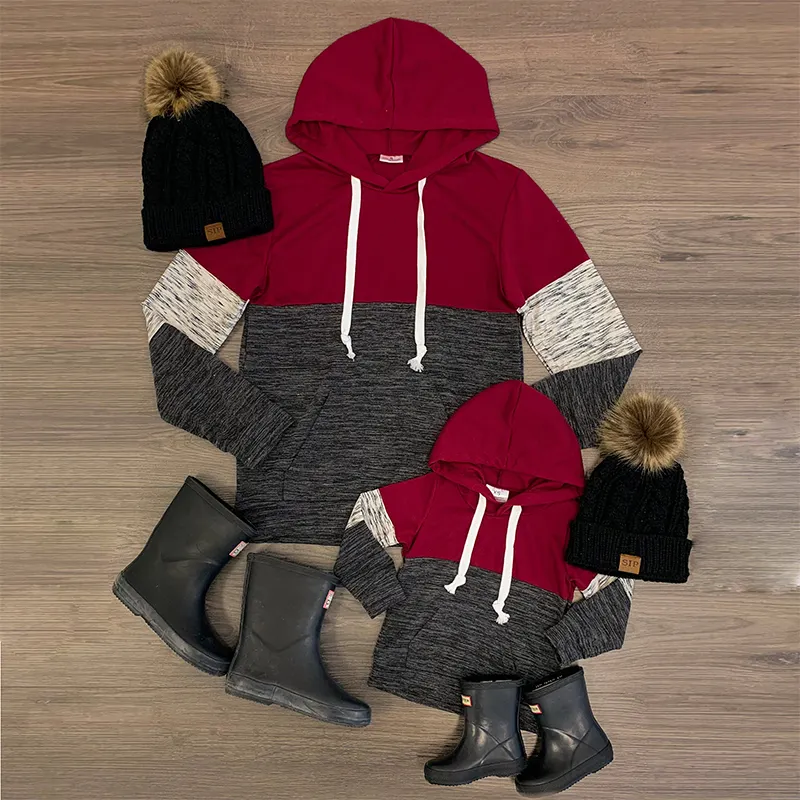 Conjunto de roupas correspondentes à família, fabricação de roupas de inverno para mamãe e mim