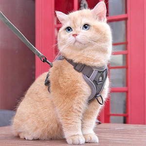 Rompi kucing mewah, <span class=keywords><strong>Harness</strong></span> kucing dengan tali dada reflektif, desain Anti keluar, nyaman, dapat disesuaikan, tidak ada tarik - Product Image 2