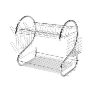 Scaffale Portaoggetti da Cucina in Metallo di Alta Qualità, Multifunzione a 2 Ripiani, Scolapiatti <span class=keywords><strong>con</strong></span> Supporto per Tagliere e Vaschetta di Raccolta - Product Image 6