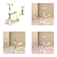 Scooter clignotant à 3 roues lumineuses guidon à hauteur réglable pour enfants et siège amovible trottinettes pliantes pour garçons et filles