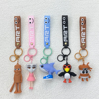 Porte-clés en PVC abstrait montagne et mer, porte-clés de voiture dessin animé, porte-clés stickman, pendentif d'animation 3D