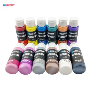 Bộ sơn acrylic 12 màu chất lượng cao (mỗi loại 2 floz/60ml), sơn thủ công không độc hại với 3 cọ để vẽ thủ công - Product Image 2