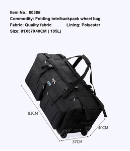 Sac à dos de voyage pliable unisexe en polyester grande capacité, sac à bandoulière multifonctionnel, sac à bagages avec fermeture éclair, résistant à l'eau - Product Image 3