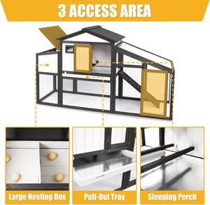 Poulailler de luxe à deux étages, nichoir pour lapins, cage en bois pour poules, intérieur/extérieur, résistant aux intempéries, toutes saisons - Product Image 3