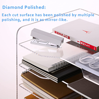 Organisateur de fichiers de bureau en acrylique transparent à 5 niveaux, plateau multi-couches pour documents en papier pour le rangement de bureau, personnalisation OEM disponible