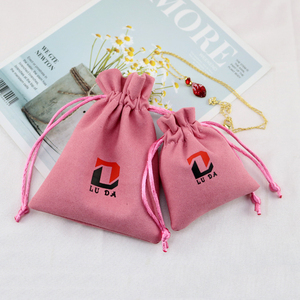 Custom Luxury Microfiber Jewelry Pouch with Drawstring pink Suede Velvet Gift <b>Bag</b> with logo <b>Dust</b> <b>Bag</b> - Product Image 3