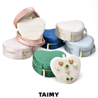 Boîtes à bijoux en velours en gros avec fermeture éclair, étui portable pour organiser les bijoux, boîte d'emballage personnalisée avec logo pour cadeau de Saint-Valentin
