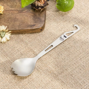 Couteau-fourchette-tourne-bouteille multifonction en titane pur de qualité supérieure - 3 en 1, fourchette, cuillère, ouvre-bouteille, couverts robustes pour les aventures en plein air et le camping - Product Image 3