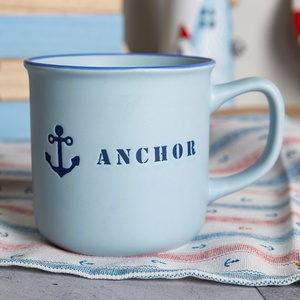 Neo thuyền & bãi biển Pharos Thiết kế cốc gốm Bát đặt cho ven biển trang trí nội thất lò vi sóng an toàn với nắp đậy cho cappuccino - Product Image 3