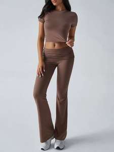 Conjunto de Dos Piezas para Mujer <span class=keywords><strong>Shein</strong></span> 2026, Top Sexy y <span class=keywords><strong>Pantalones</strong></span> <span class=keywords><strong>Cortos</strong></span> Deportivos, Estilo Casual, Color Sólido, Ajustado, para Yoga - Product Image 1