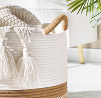 Panier à linge sale pour la maison Corde en coton tissé Corde en coton écologique pour animaux de compagnie Panier de rangement en corde de coton pour la maison moderne