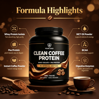 Protéine de Café Nettoyante, Isolat de Protéine de Lactosérum, Protéine de Pois, Café Instantané, Boisson Riche en Protéines, Récupération Musculaire Post-Entraînement, Booster d'Énergie, OEM