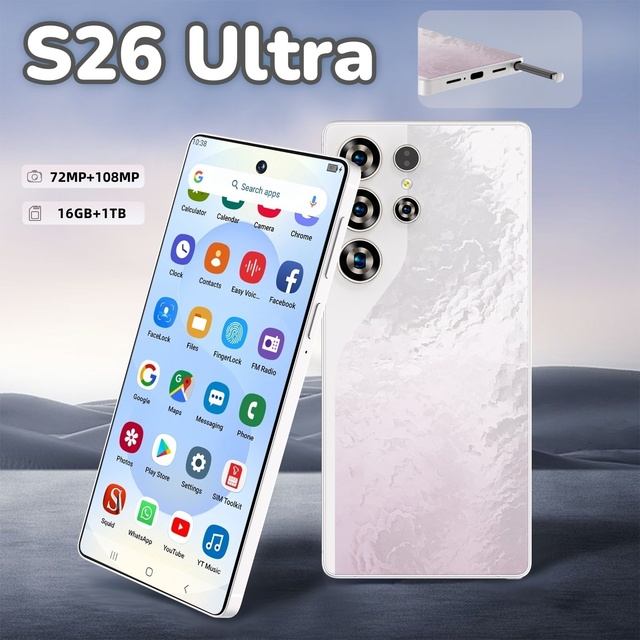 5G Dual Sim S26 Business Smart Cell Phone Ultra HD Display and 108MP Rear Camera Supports CDMA LTE with Octa Deca Core CPUs