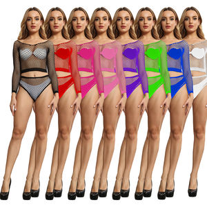 Évider 2pc ensemble de sous-vêtements pour femmes Sexy maille Lingerie filles Costumes maille Lingerie noir body Lingerie - Product Image 2