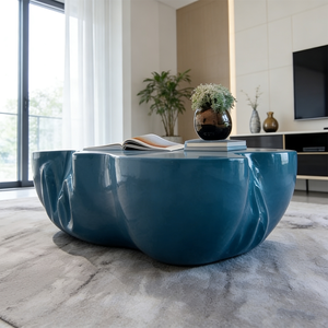 Mesa de Centro Moderna de Lujo con Forma de Nube Abstracta, Diseño Orgánico de Fibra de Vidrio Azul, Mesa Irregular para Decoración de Sala de Estar - Product Image 5