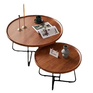 Wood <b>Round</b> <b>Coffee</b> <b>Table</b> <b>Nesting</b> Modern Living Room Furniture For Home Hotel Use - Product Image 5
