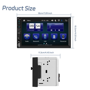 Radio para Auto Podofo 2 Din de 7'' con CarPlay/Android Auto Inalámbrico, Pantalla Táctil IPS, Estéreo para Auto con Bluetooth, FM, USB, AUX, Ranura para Tarjeta SD, Ecualizador, Reproductor MP5 - Product Image 5