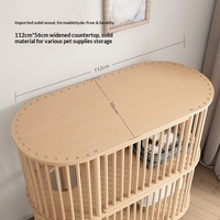 Maison pour chat en bois massif, grande villa à double étage, cage et nid pour chat, mobilier pour animaux de compagnie, forme ovale, fermeture à boucle, modèle HH-007