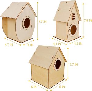 Jouets en bois pour enfants, lot de 4 kits de construction de nichoirs pour oiseaux à peindre soi-même, puzzle en bois à assembler et peindre, construire et peindre un nichoir - Product Image 2