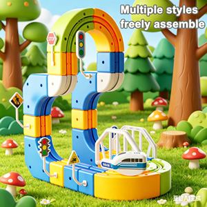 Set di 224 Pezzi Pista Ferroviaria per Bambini, Circuito Flessibile 3D, Auto Motorizzata Anti-Gravità, Regalo per Costruire Tracciati Ferroviari - Product Image 2