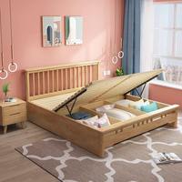 Cama King Size Moderna Elande de Roble con Plataforma de Almacenamiento y Elevación a Gas de Altura Ajustable para Dormitorio Principal