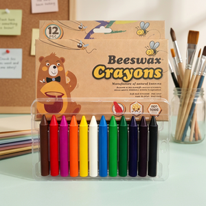 Beeswax Crayons 12 Colors Non Toxic Wax Crayon Set for Kids Art Drawing - Product Image 2