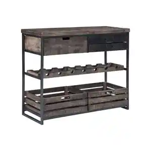 Wooden Storage Metal Frame cabinet with Wine Rack Storage Organizer Living Room Furniture Dot Wine Cabinet for sale