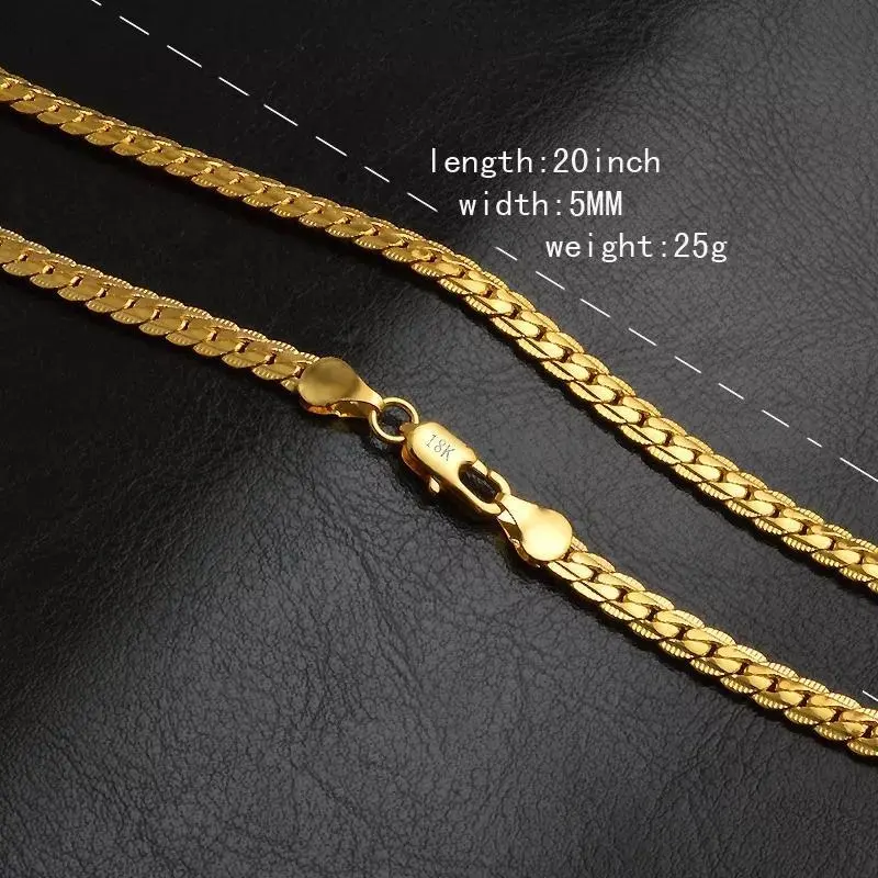 large choker choker 20 Inch 18k Gold 5mm Full Sideways roll Chain Necklace For Women Man Fashion Jewelry Charm Necklace Gift