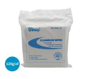 Swwip 100% पॉलिएस्टर कक्षा 1000 120gsm cleanroom 1009 लेजर कट एक प्रकार का वृक्ष मुक्त esd antistatic साफ कमरे वाइपर