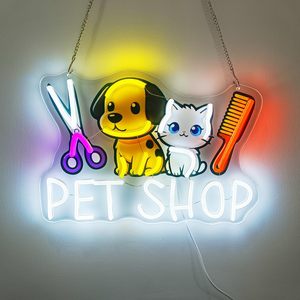 Dog and cat pet shop Letreros Neon LED indoor hanging ambient light shop <b>sign</b> wall decoration light entrance indicator light - Product Image 6